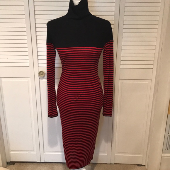 BODYCON | Eye Catching Red and Black Dress - Picture 1 of 4